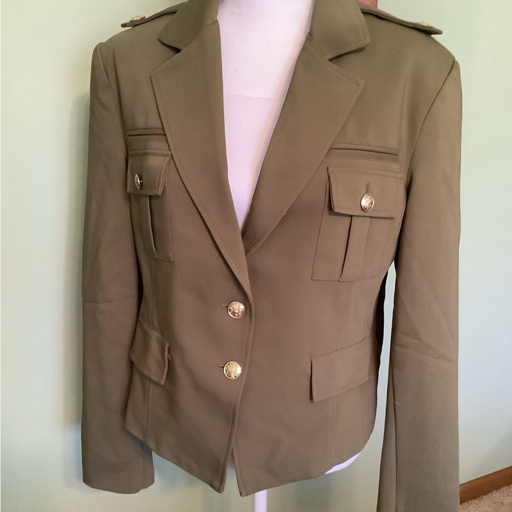 Army Green Jacket, Fully Lined, Button & Pocket Details, NY & Co. - Size 18